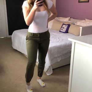 Nili Lotan navy green jean joggers